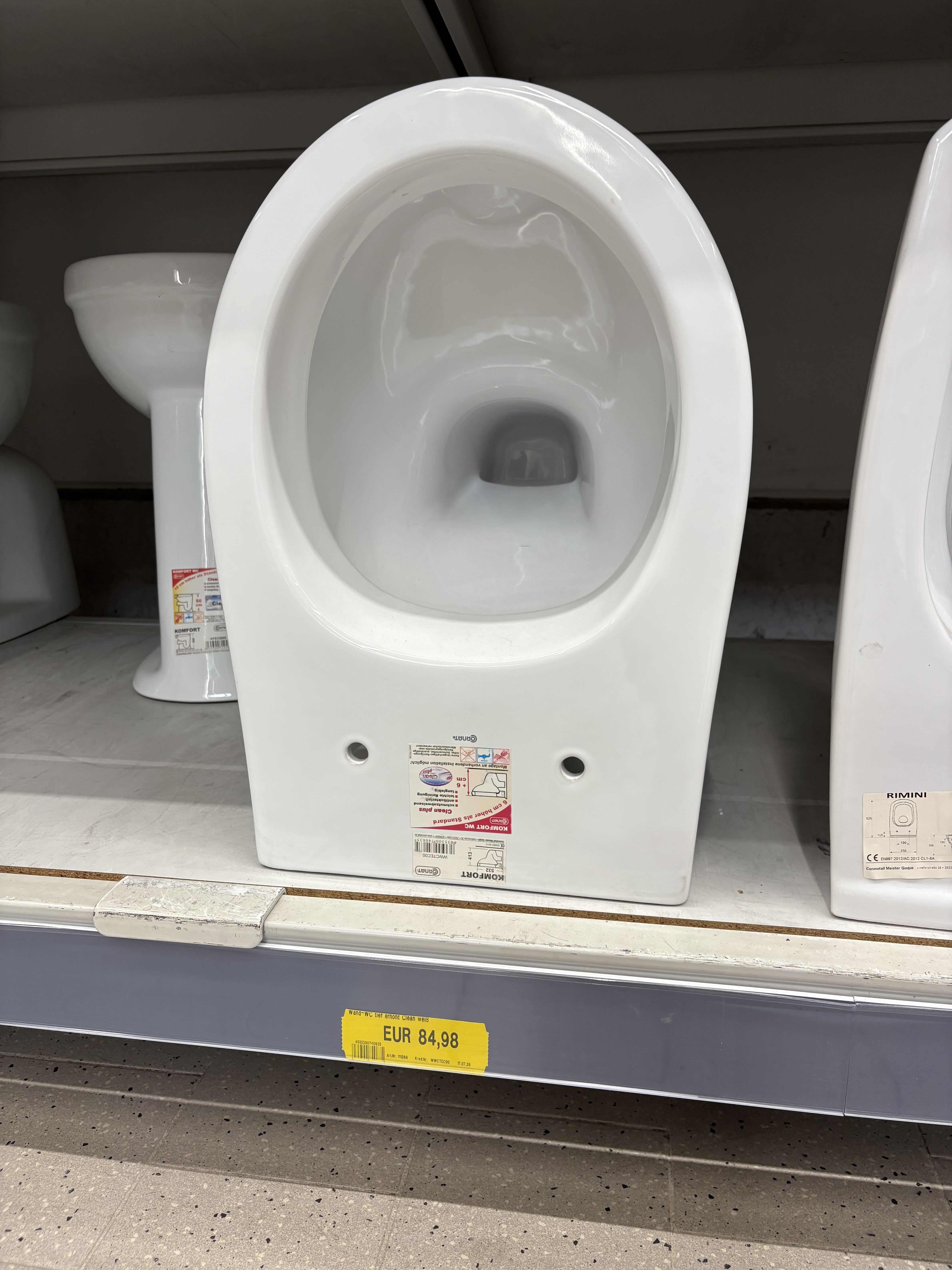 Wand-WC tief erhöht Clean weiß