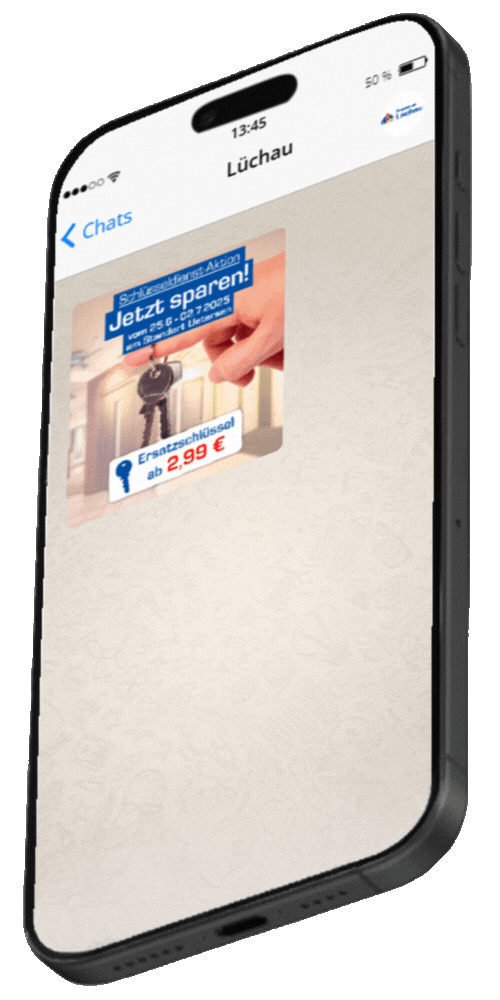 Smartphone-Animation des Lüchau WhatsApp-Kanals