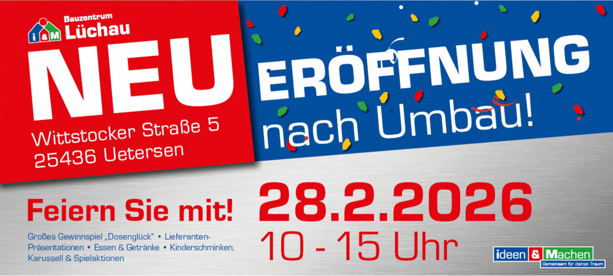 Neueröffnung Bauzentrum Lüchau in Uetersen nach großem Umbau. 
