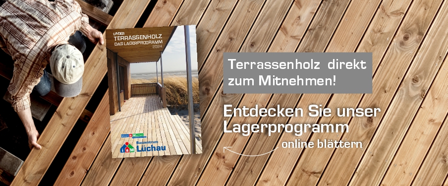 Deckblatt Terrassenholz-Katalog vom Bauzentrum Lüchau