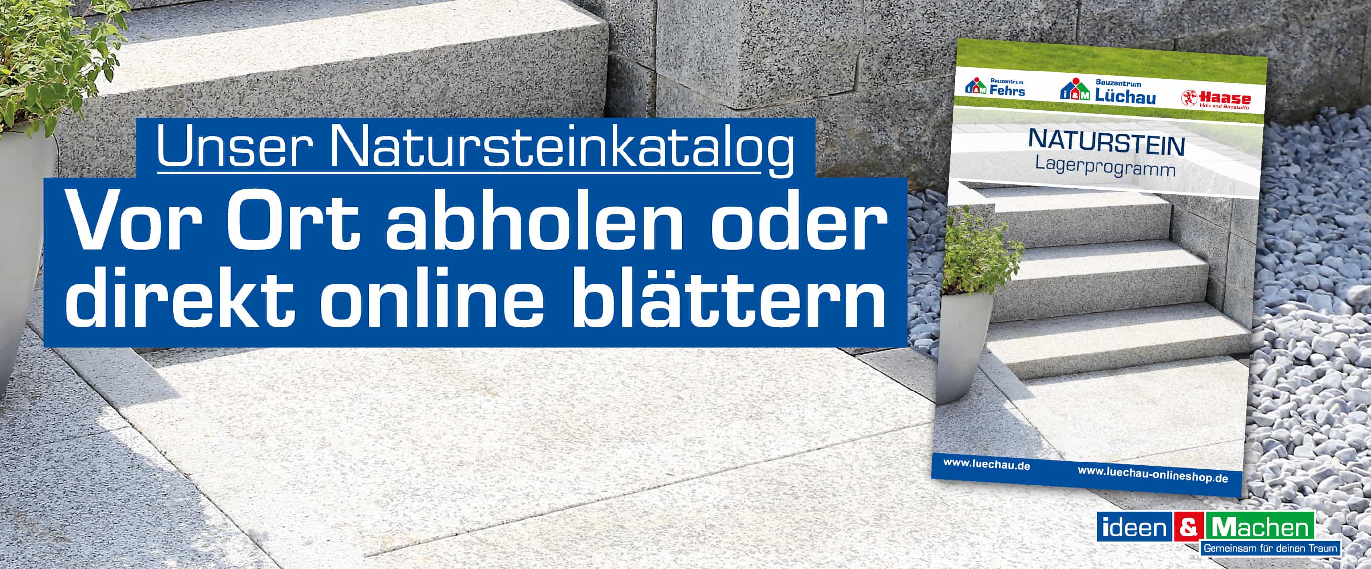 Deckblatt Naturstein-Katalog vom Bauzentrum Lüchau