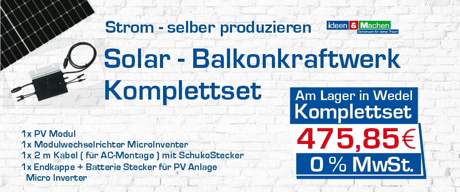 Solar-Balkonkraftwerk Komplettset 475,85 EUR